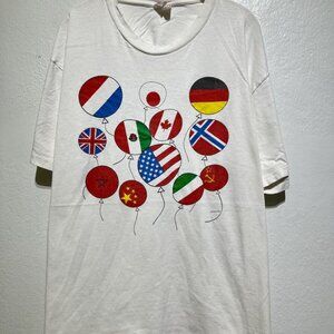 Vintage 90s International Flags Balloon T-Shirt Vintage Country Flag Shirt